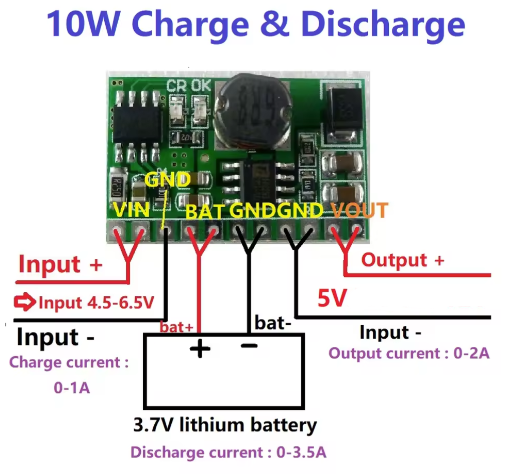 Módulo de carga y descarga - 5V - 2A - 10W